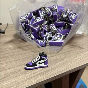 20 Mini Air Jordan 1 Retro High OG Sneaker Keychain Purple Black White